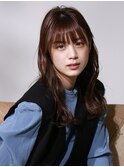 艶髪ブラウン前髪ありロングミディアムハッシュカット20代30代