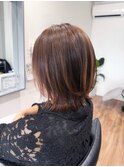 レイヤーボブ×ライトブラウン