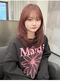 ピンク　ピンクベージュ　ピンクアッシュ　ハッシュカット