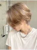ハイトーンデザインカラーペールピンクベージュホワイトブロンド