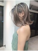 ハイライトロブ_毛先パーマことりベージュウォーターフォール