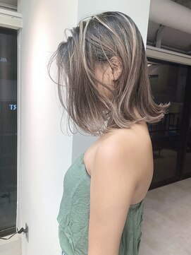 ヌイ 横浜(nui) ハイライトロブ_毛先パーマことりベージュウォーターフォール