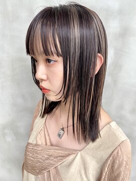 ネロ ヘアサロン ネイビー 渋谷(NERO HAIRSALON NAVY) 【渡邊将大】「　ウルフ　ハイライトカラー　デザインカラー　」