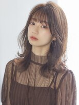 韓国レイヤーカット斜めバンググレージュカラーシルキーベージュ