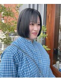 ボブ×顔まわりレイヤー×ネイビーアッシュ