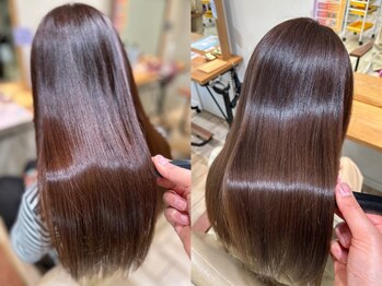 ケンジ 長後店(KENJE)の写真/ダメージを抑えつつクセを伸ばす◇まっすぐすぎない、艶感溢れる自然な仕上がりのストレートを実現☆