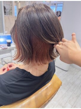 レイラバイアフロート 吉祥寺(Lila by afloat) レイヤーボブ/インナーカラー/イヤリングカラー/オレンジ