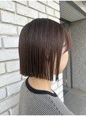 20代/30代/ワンレンボブ/切りっぱなし/ブラウンベージュ