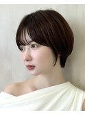 ｛岩田莉奈｝うる艶カラー30代40代50代丸みショートひし形新宿