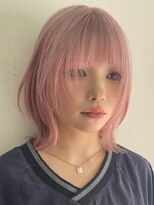 サンクマーケット 渋谷(cinq MARKET) 渋谷ダブルカラーミディアムボブコーラルピンクアッシュカラー