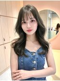 くびれ巻き　オリーブグレージュ　レイヤーカット