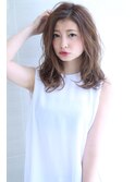 ラフなかきあげが大人可愛い透明感ブルージュミックス