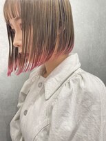 ポテト(potato)&nbsp;ピンクベージュ裾カラー × ぱっつんボブ