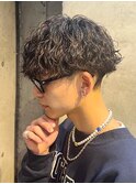 波巻きスパイラルツイストパーマ刈り上げ無造作メンズマッシュ