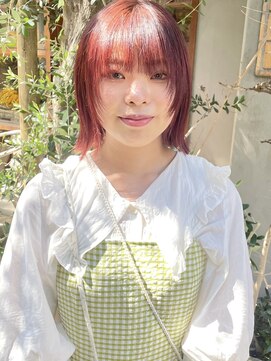 ラミエバイメルト 下北沢(lamie by melt) 毛利/切りっぱなしボブ くすみ暖色カラー カシスレッドブラウン