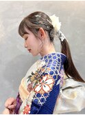 成人式ヘア卒業式ヘア水引きアレンジ紐アレンジ金箔ラメ K0915