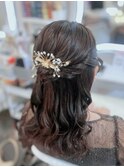 結婚式 二次会 お呼ばれ ハーフアップ×華やかアクセサリー