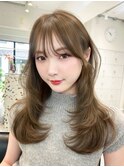 A73ダブルカラーオリーブベージュ韓国ヘアーレイヤーカット