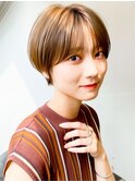20代丸みショート◎髪質改善ストレート×艶カラー