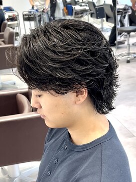 オーシャントーキョー 仙台(OCEAN TOKYO) サーフカールフェザーパーマフェザーショートツーブロック黒髪