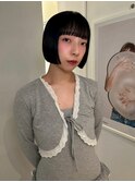 【表参道sheta】黒髪ボブクラゲヘアーオリーブグレー