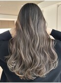 ハイライト髪質改善オリーブグレーココアベージュ黒髪クラゲヘア