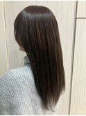 小顔レイヤーロブヘアウルフカットブリーチなしココアブラウン