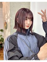 アペロ 柏(Apero)&nbsp;切りっぱなしボブ/チェリーレッド/ダブルカラー/柏美容室/前髪/