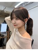 結んで映える顔まわり/前髪カット/オリーブベージュ/似合わせ