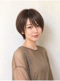モカブラウン/丸みショート/ハンサムショート/ひし形シルエット