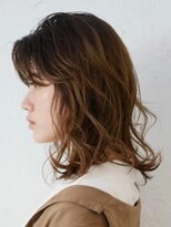アース 三軒茶屋店(HAIR&MAKE EARTH)&nbsp;レイヤー_ミディアム_ベージュ_コテ巻き_パーマ_三軒茶屋