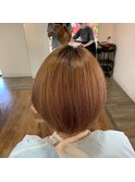 20代30代大人可愛い★小顔ボブ丸みショートブラウン
