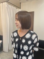 スイート ヘアデザイン(Suite HAIR DESIGN)&nbsp;大人可愛い切りっぱなし耳掛けボブブリーチなしオレンジ