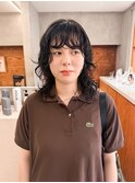 ミディアムパーマ レイヤー ミディアムウルフ パーマ 前髪