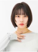 小顔/前髪/ワンカール/黒髪/ネビージュ/ボブルフ