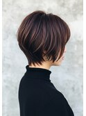 30代40代髪質改善丸みショートラベンダーブラウン白髪染め