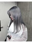 艶感寒色シルバー グレー 透明感韓国 髪質改善 青みハイトーン