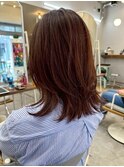 レイヤーカット◎くびれウルフ◎マロンベージュ/韓国フェミニン