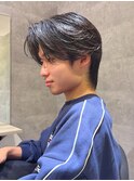 前下がりセンターパート コンマヘア