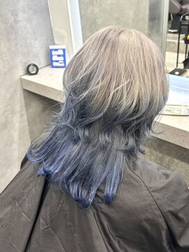 いろあそび 八王子 【グラデーションカラー】グレー×ネイビーブルー