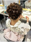 ルーズお団子/浴衣ヘア/お呼ばれヘア/多摩川花火大会