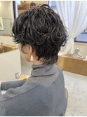 《花屋併設》アッシュブラック/ボブウルフ/エアリーパーマ