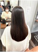 艶髪ストレート 縮毛矯正 ナチュラルブラウン 切りっぱなし
