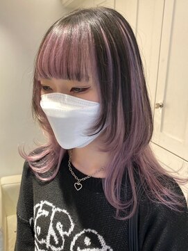 ベレーザ 渋谷(BELEZA) 3684ニュアンスカラーぱっつん前髪ホワイトピンクインナーカラー