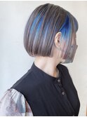 【morio原宿】インナーカラーブルー　ボブ