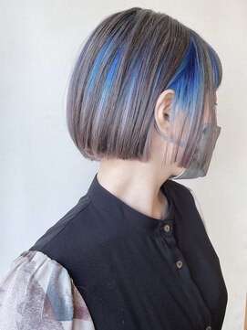 モリオフロムロンドン 原宿本店(morio from London) 【morio原宿】インナーカラーブルー ボブ