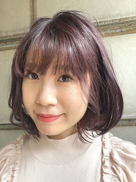 クラク 笹塚店(KURAKU) 高発色/ピンクバイオレット/くびれボブ/10代/20代/30代/笹塚