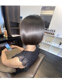 ミニボブ/切りっぱなしボブ/大人ボブ/肩上ボブ/髪質改善Tr