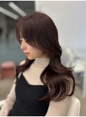 くびれヘアトレンドレイヤーカット×ラベンダーブラウン韓国ヘア