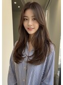 安積顔周りレイヤーカット韓国ワンホンヘアベージュカラー30代